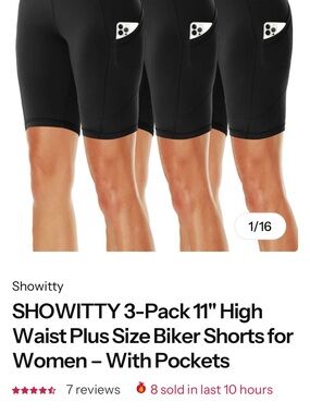 Women's High-Waist Black Biker Shorts with Pockets - 3-Pack